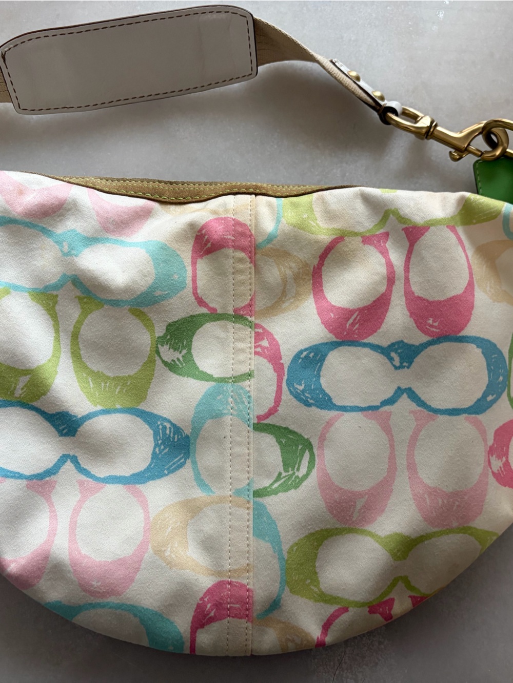 Vintage Coach Multicolor Signature Circle Print Hobo Bag - Pastel colors - Picture 5 of 13